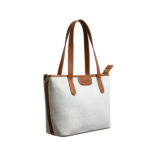 Sienna Tote Bag – White X Brown