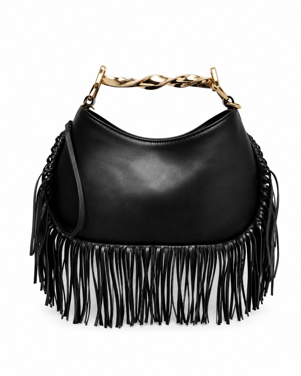 Noir Fringe Hobo Bag