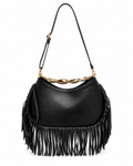 Noir Fringe Hobo Bag