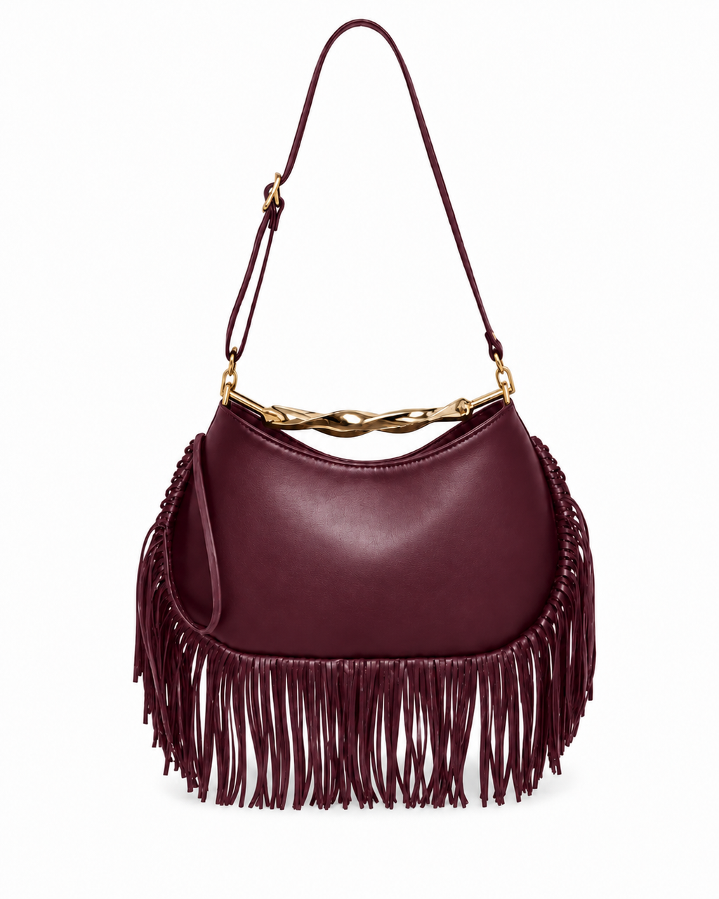 Noir Fringe Hobo Bag