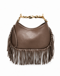 Noir Fringe Hobo Bag