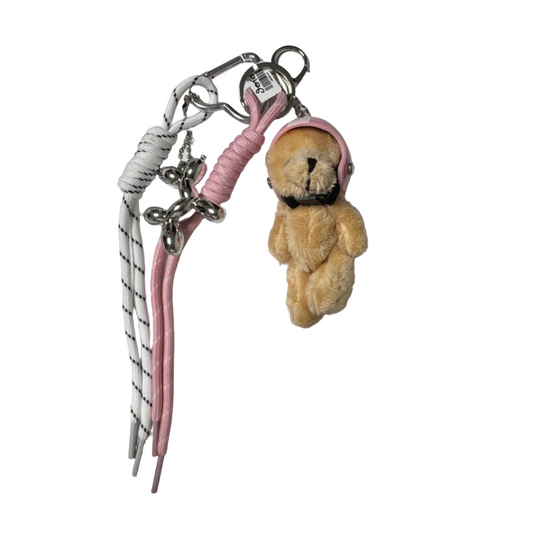 Bubblegum Fashion Bear Charm with Helmet & Balloon Dog