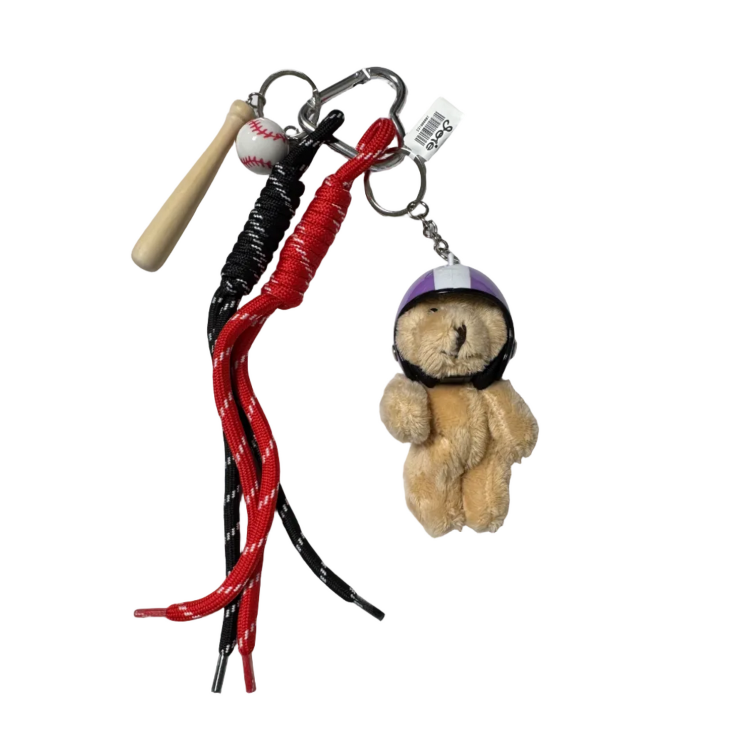 Violet Baseball Fashion Bear Charm with Helmet & Bat