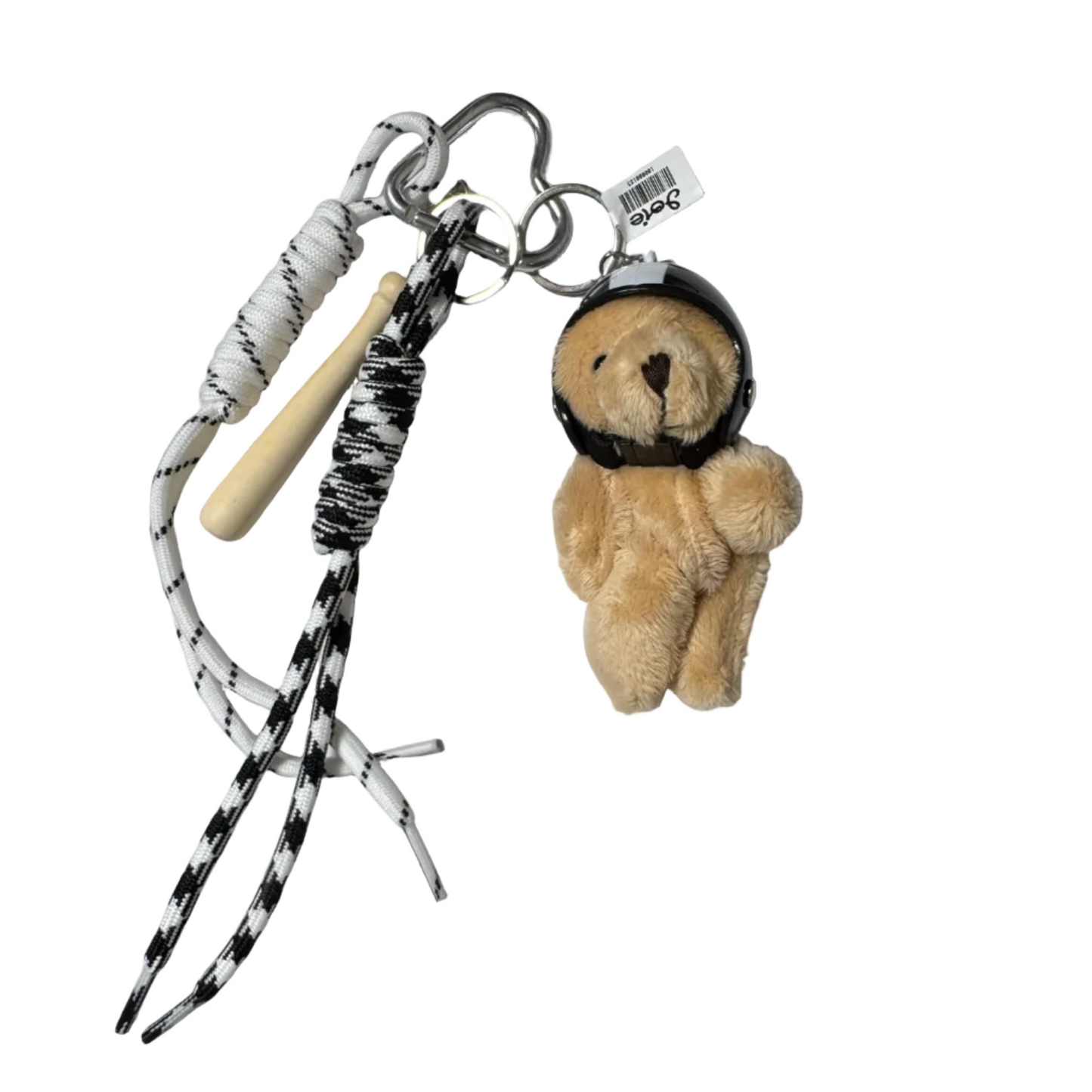 Midnight Baseball Fashion Bear Charm with Helmet & Bat