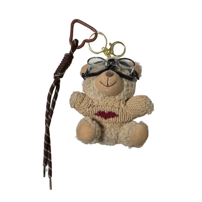 Aviator Heart Fashion Bear Charm with Red Heart Sweater